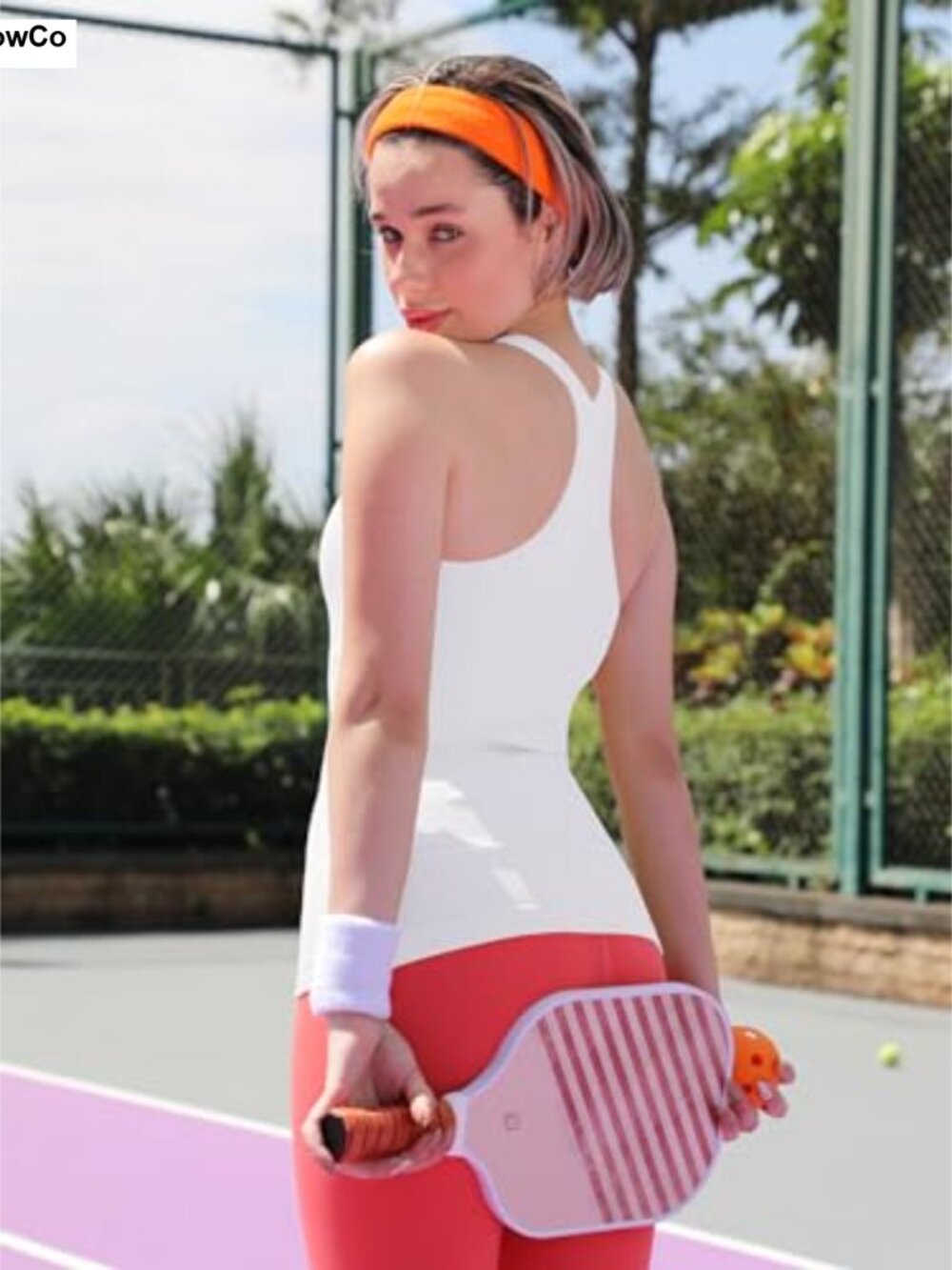 Ribflex Ribbed Workout Tank Top with Built in Bra Racerback - Picture 4 of 6